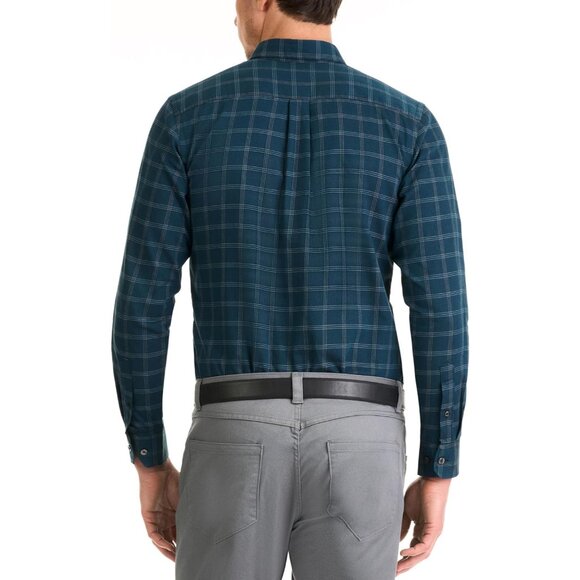 Men's Turquoise Seabed Wrinkle Free Long Sleeve Button Down Shirt - Picture 4 of 6